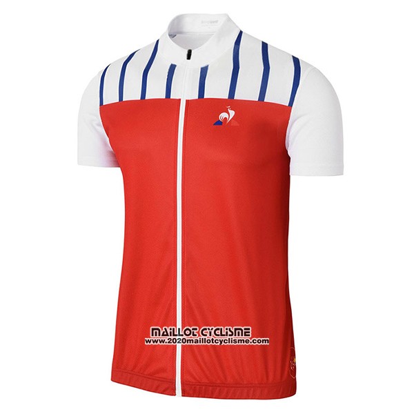2017 Maillot Ciclismo Coq Sportif Tour de France Rouge et Blanc Manches Courtes et Cuissard